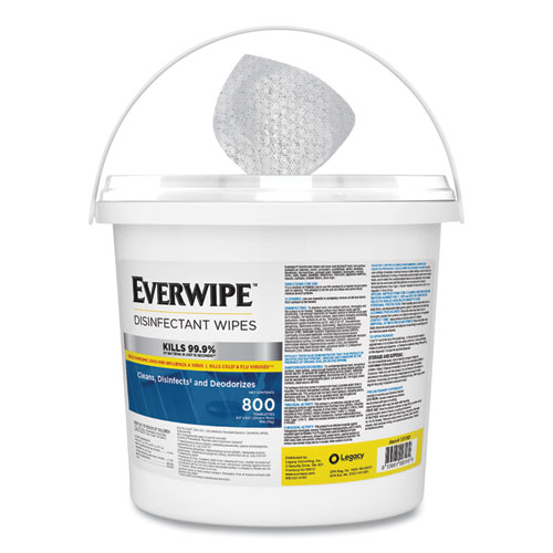 Everwipe™ Disinfectant Wipes, 1-Ply, 7 x 7, Lemon, White, 75/Canister, 6 Canisters/Carton