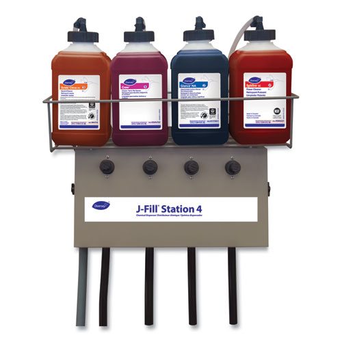 Diversey™ J-Fill Station 4 Chemical Dispenser, 2.5 L, Four Dispenser, 19 x 6.75 x 25.5, Stainless Steel