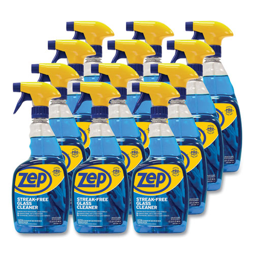 Zep Commercial® Streak-Free Glass Cleaner, Pleasant Scent, 32 Oz Spray Bottle, 12/Carton
