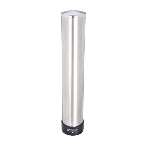 Image of San Jamar® Large Water Cup Dispenser With Removable Cap, For 12 Oz To 24 Oz Cups, Stainless Steel