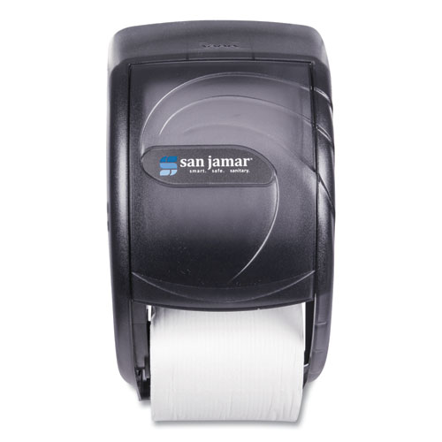 San Jamar® Duett Standard Bath Tissue Dispenser, Oceans, 7.5 x 7 x 12.75, Transparent Black Pearl