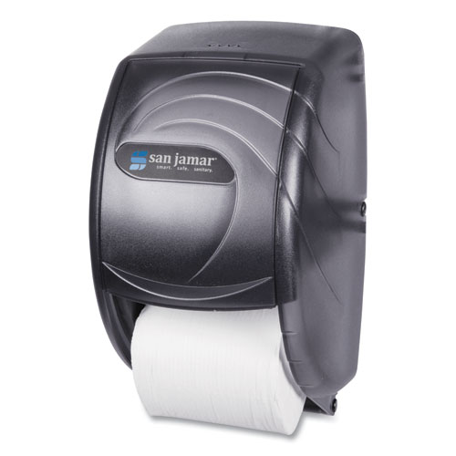 Image of San Jamar® Duett Standard Bath Tissue Dispenser, Oceans, 7.5 X 7 X 12.75, Transparent Black Pearl