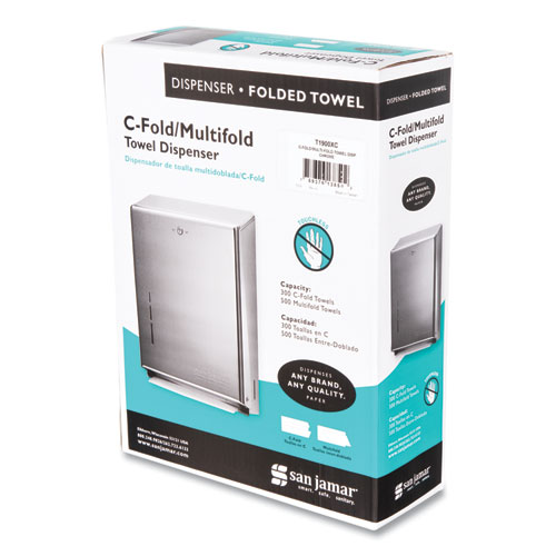 Image of San Jamar® C-Fold/Multifold Towel Dispenser, 11.38 X 4 X 14.75, Chrome