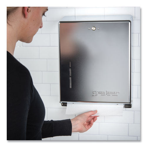 Image of San Jamar® C-Fold/Multifold Towel Dispenser, 11.38 X 4 X 14.75, Chrome