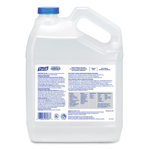 Foodservice Surface Sanitizer, Fragrance Free, 1 gal Bottle, 4/Carton