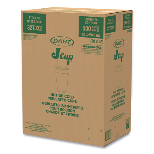 Image of Dart® Foam Drink Cups, 32 Oz, White, 25/Bag, 20 Bags/Carton