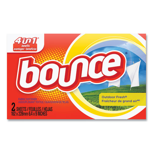 Image of Bounce® Fabric Softener Sheets, Outdoor Fresh, 2/Box, 156 Boxes/Carton