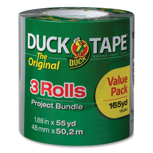 Utility Duct Tape, 3" Core, 1.88" x 55 yds, Silver, 3/Pack