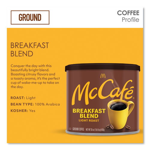 Ground Coffee, Breakfast Blend, 30 oz Can