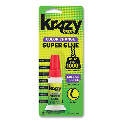 Krazy Glue® Color Change Brush On Glue, 0.18 oz, Dries Clear