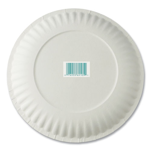 Image of Ajm Packaging Corporation White Paper Plates, 6" Dia, 100/Pack, 10 Packs/Carton