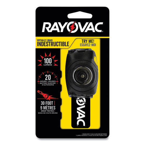 Rayovac® Virtually Indestructible Led Headlight, 3 Aaa Batteries (Included), 30 M Projection, Black