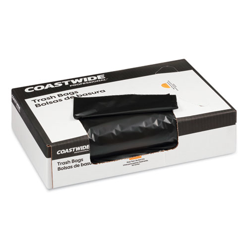 High-Density Can Liners, 12 to 16 gal, 7.87 mic, 24" x 33", Black, 50 Bags/Roll, 20 Rolls/Carton