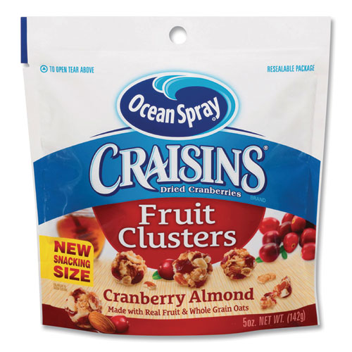 Ocean Spray® Craisins Fruit Clusters, Cranberry Almond, 5 oz Resealable Bag, 12/Carton