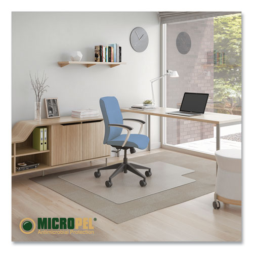 Image of Deflecto® Antimicrobial Chair Mat, Medium Pile Carpet, 48 X 36, Lipped, Clear