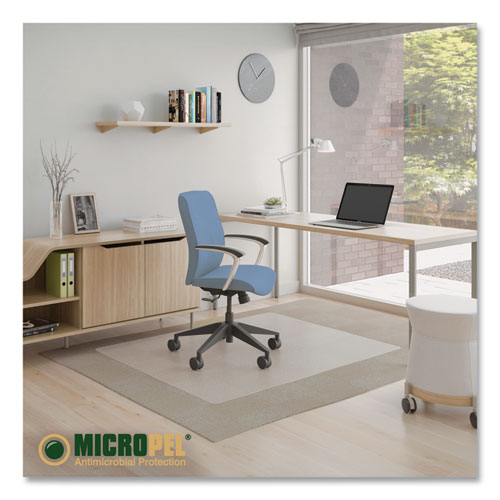Image of Deflecto® Antimicrobial Chair Mat, Medium Pile Carpet, 60 X 46, Rectangular, Clear