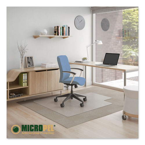 Image of Deflecto® Antimicrobial Chair Mat, Medium Pile Carpet, 53 X 45, Lipped, Clear