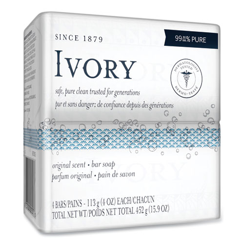 Ivory® Bar Soap, Original Scent, 4 oz, 4/Pack, 18 Packs/Carton