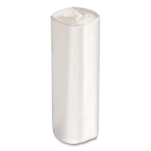 High-Density Commercial Can Liners Value Pack, 60 gal, 19 mic, 38" x 58", Clear, 25 Bags/Roll, 6 Rolls/Carton