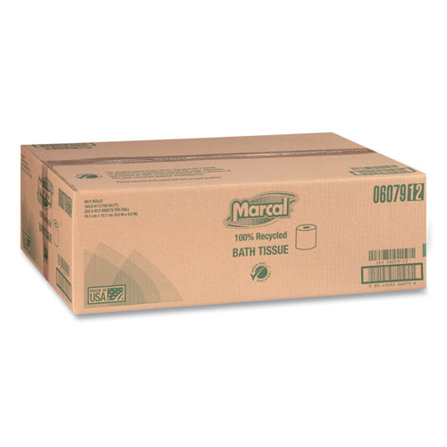 Image of Marcal® 100% Recycled 2-Ply Bath Tissue, Septic Safe, Individually Wrapped Rolls, White, 330 Sheets/Roll, 48 Rolls/Carton