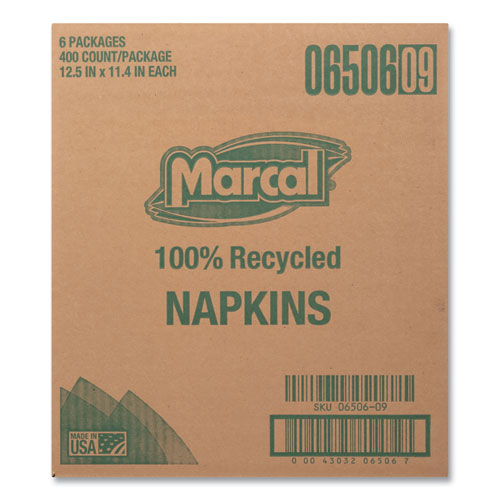 100% Recycled Luncheon Napkins, 11.4 x 12.5, White, 400/Pack, 6PK/CT