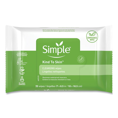 Simple® Eye And Skin Care, Facial Wipes, 25/Pack