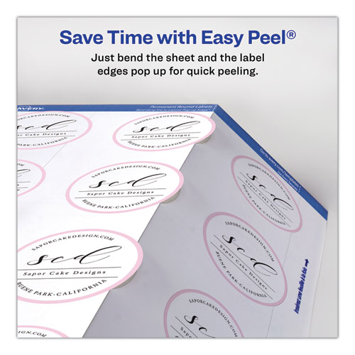 Image of Avery® Round Print-To-The Edge Labels With Surefeed And Easypeel, 2" Dia, Matte White, 300/Pack