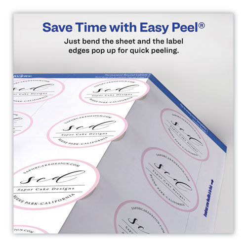 Round Print-to-the Edge Labels with Sure Feed and Easy Peel, 2" dia, Glossy White, 120/PK