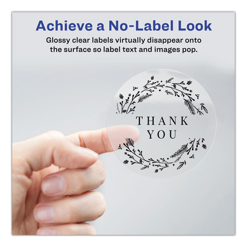 Image of Avery® Printable Self-Adhesive Permanent Id Labels W/Sure Feed, 0.75" Dia, Clear, 400/Pk