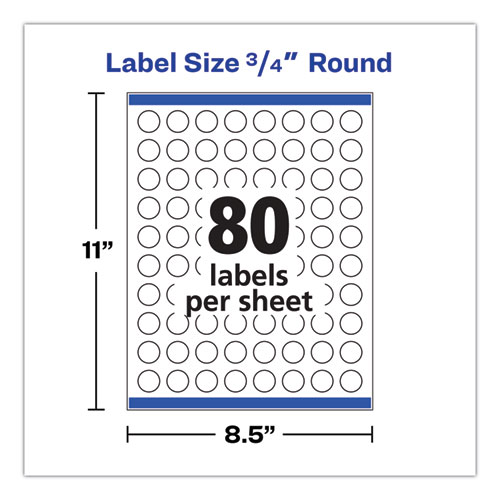 Printable Self-Adhesive Permanent ID Labels w/Sure Feed, 0.75" dia, White 800/PK