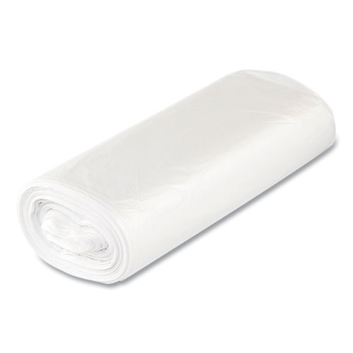 Image of High-Density Commercial Can Liners Value Pack, 33 gal, 14 microns, 33" x 39", Clear, 25 Bags/Roll, 10 Rolls/Carton