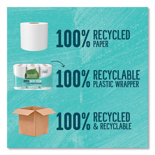 100% Recycled Bathroom Tissue, Septic Safe, 2-Ply, White, 240 Sheets/Roll, 12 Rolls/Pack, 4 Packs/Carton