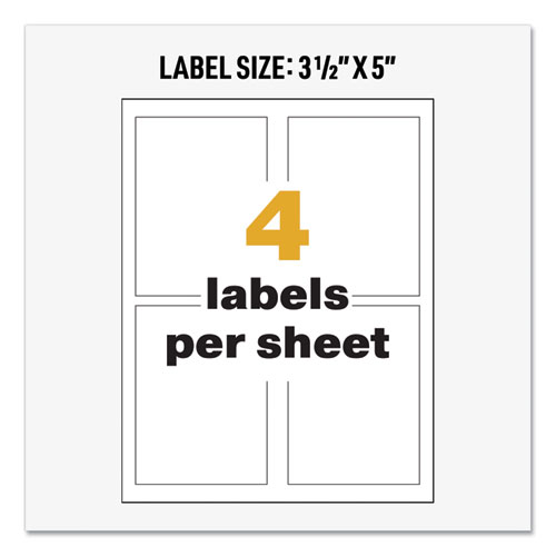 Image of Avery® Ultraduty Ghs Chemical Waterproof And Uv Resistant Labels, 3.5 X 5, White, 4/Sheet, 50 Sheets/Box