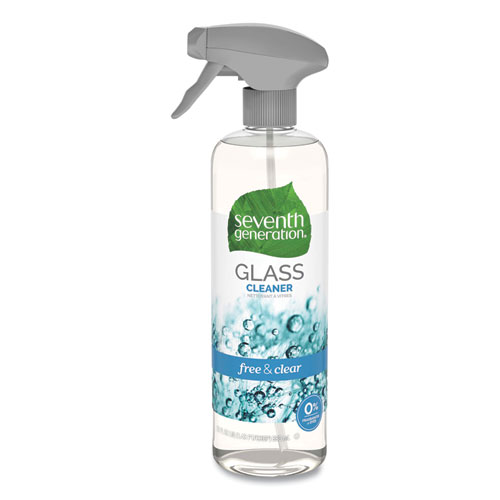 Seventh Generation® Natural Glass and Surface Cleaner, Free and Clear/Unscented, 23 oz Trigger Spray Bottle, 8/Carton