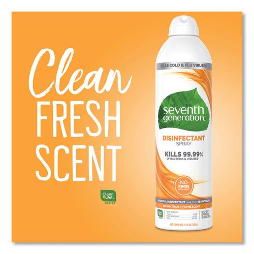 Image of Seventh Generation® Disinfectant Sprays, Fresh Citrus/Thyme, 13.9 Oz, Spray Bottle