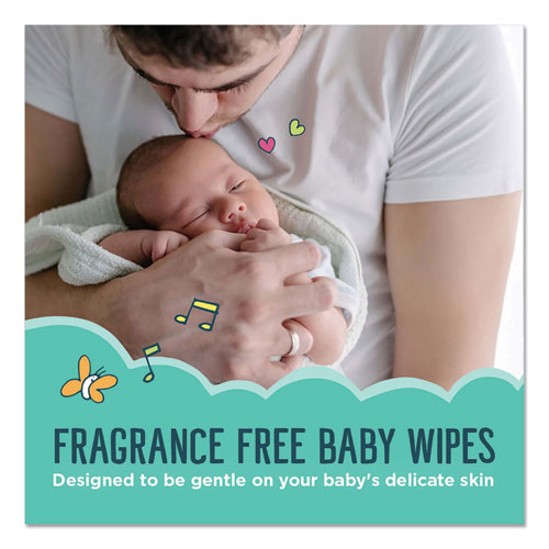 Free and Clear Baby Wipes, 7 x 7, Unscented, White, 64/Flip Top Pack, 12 Packs/Carton