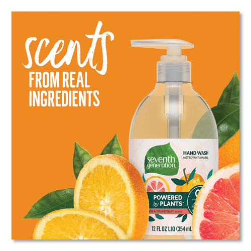 Image of Seventh Generation® Natural Hand Wash, Mandarin Orange And Grapefruit, 12 Oz Pump Bottle, 8/Carton