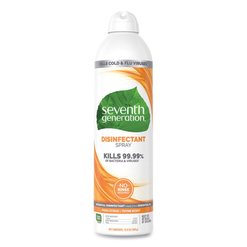 Seventh Generation® Disinfectant Sprays, Fresh Citrus/Thyme, 13.9 oz, Spray Bottle