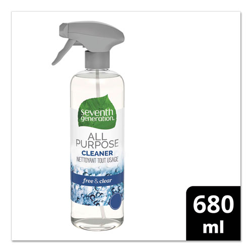Image of Seventh Generation® Natural All-Purpose Cleaner, Free And Clear/Unscented, 23 Oz Trigger Spray Bottle, 8/Carton