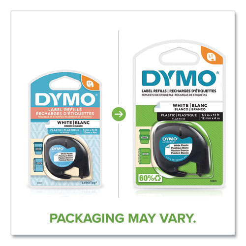 Image of Dymo® Letratag Plastic Label Tape Cassette, 0.5" X 13 Ft, White