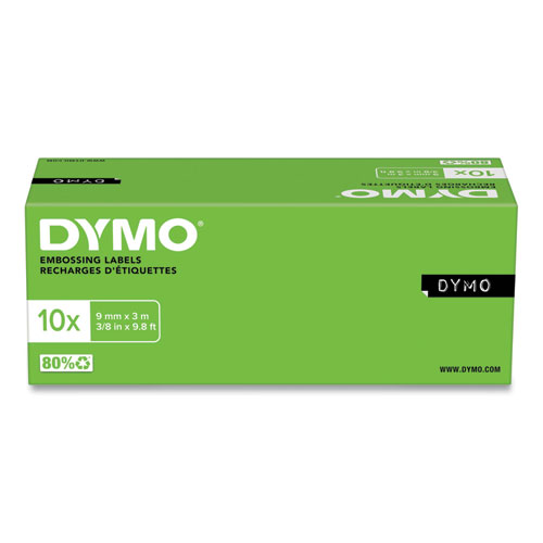Image of Dymo® Self-Adhesive Glossy Labeling Tape For Embossers, 0.37" X 9.8 Ft Roll, Black
