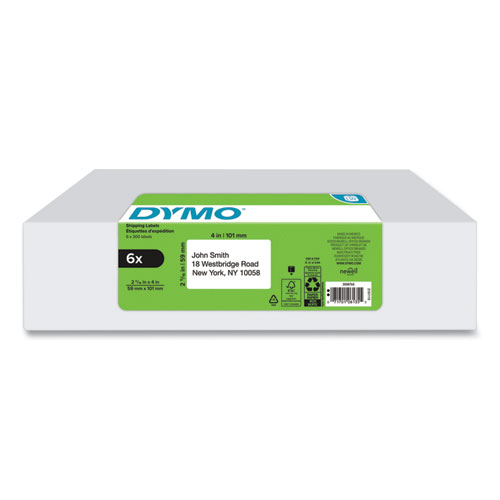 Image of Dymo® Lw Shipping Labels, 2.31" X 4", White, 300 Labels/Roll, 6 Rolls/Pack