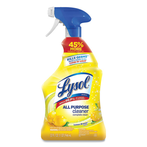 LYSOL® Brand Ready-to-Use All-Purpose Cleaner, Lemon Breeze, 32 oz Spray Bottle, 12/Carton