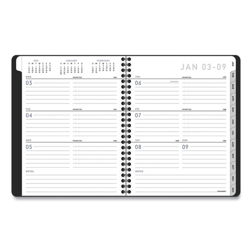 Image of At-A-Glance® Contemporary Lite Weekly/Monthly Planner, 8.75 X 7, Black Simulated Leather Cover, 12-Month (Jan To Dec): 2024