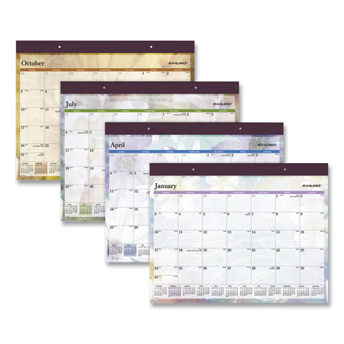 AT-A-GLANCE® Dreams Desk Pad Calendar, Seasonal Artwork, 21.75 x 17, White/Multicolor Sheets, Purple Binding, 12-Month (Jan to Dec): 2024