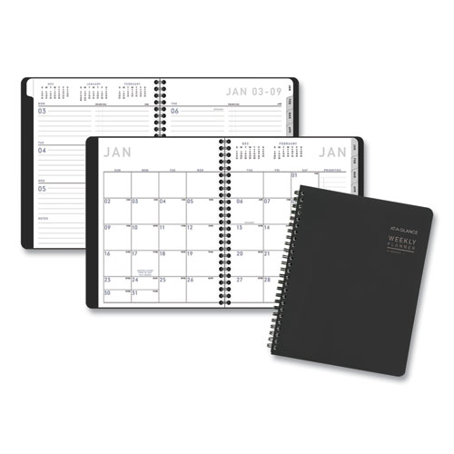 Contemporary Lite Weekly/Monthly Planner, 8.75 x 7, Black Cover, 12-Month (Jan to Dec): 2023