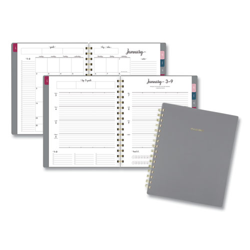 Harmony Weekly/Monthly Poly Planner, 8.75 x 7, Gray Cover, 13-Month (Jan to Jan): 2022 to 2023
