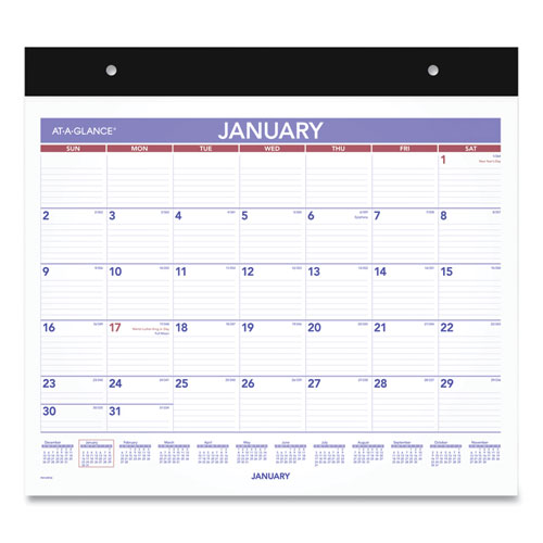 Repositionable Wall Calendar, 15 x 12, White/Blue/Red Sheets, 12-Month (Jan to Dec): 2024