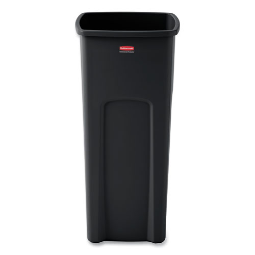 Image of Rubbermaid® Commercial Untouchable Square Waste Receptacle, 23 Gal, Plastic, Black