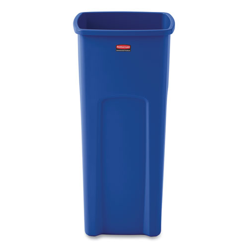 Rubbermaid® Commercial Recycled Untouchable Square Recycling Container, Plastic, 23 gal, Blue